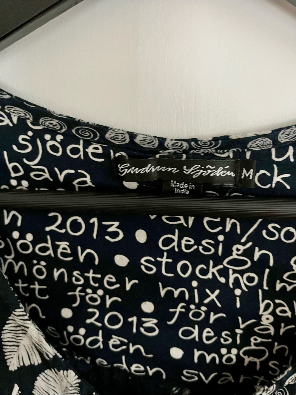 Vintage Gudrun Sjoden dress, mixed black and white prints with red detail medium - Picture 4 of 6